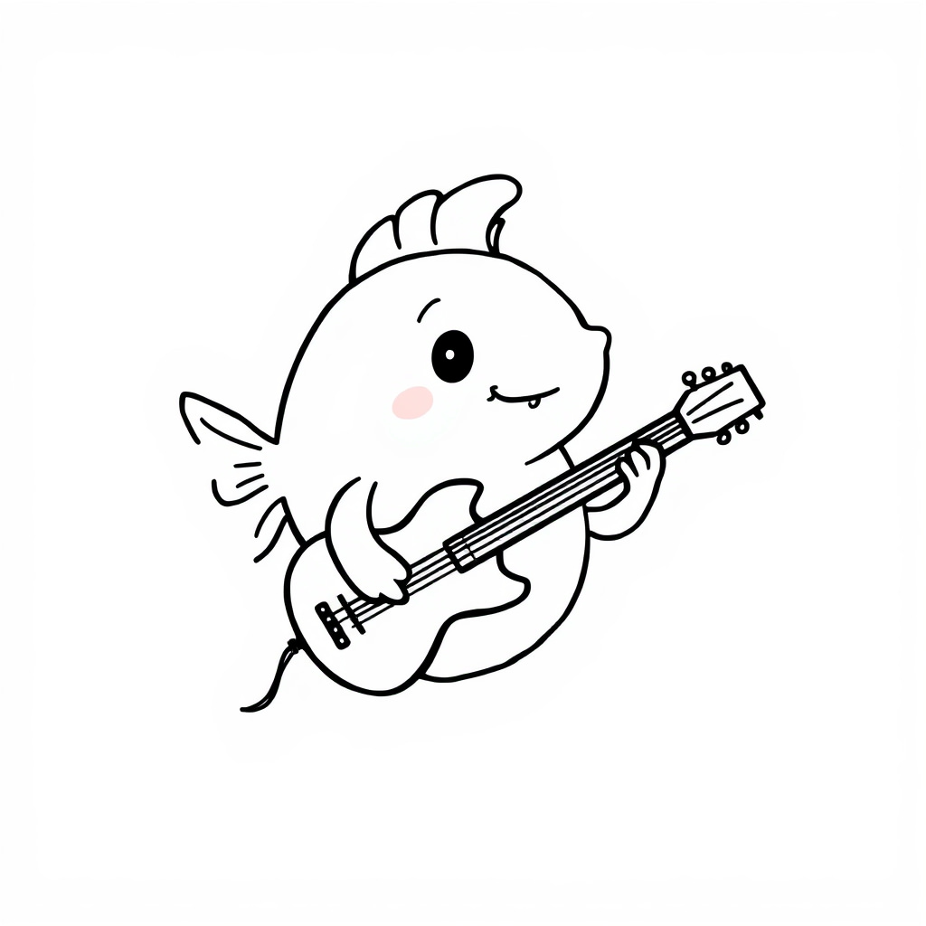 Fish playing guitar