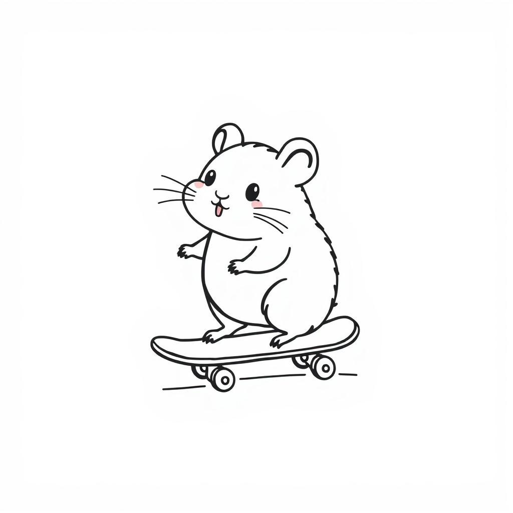 Hamster riding skateboard