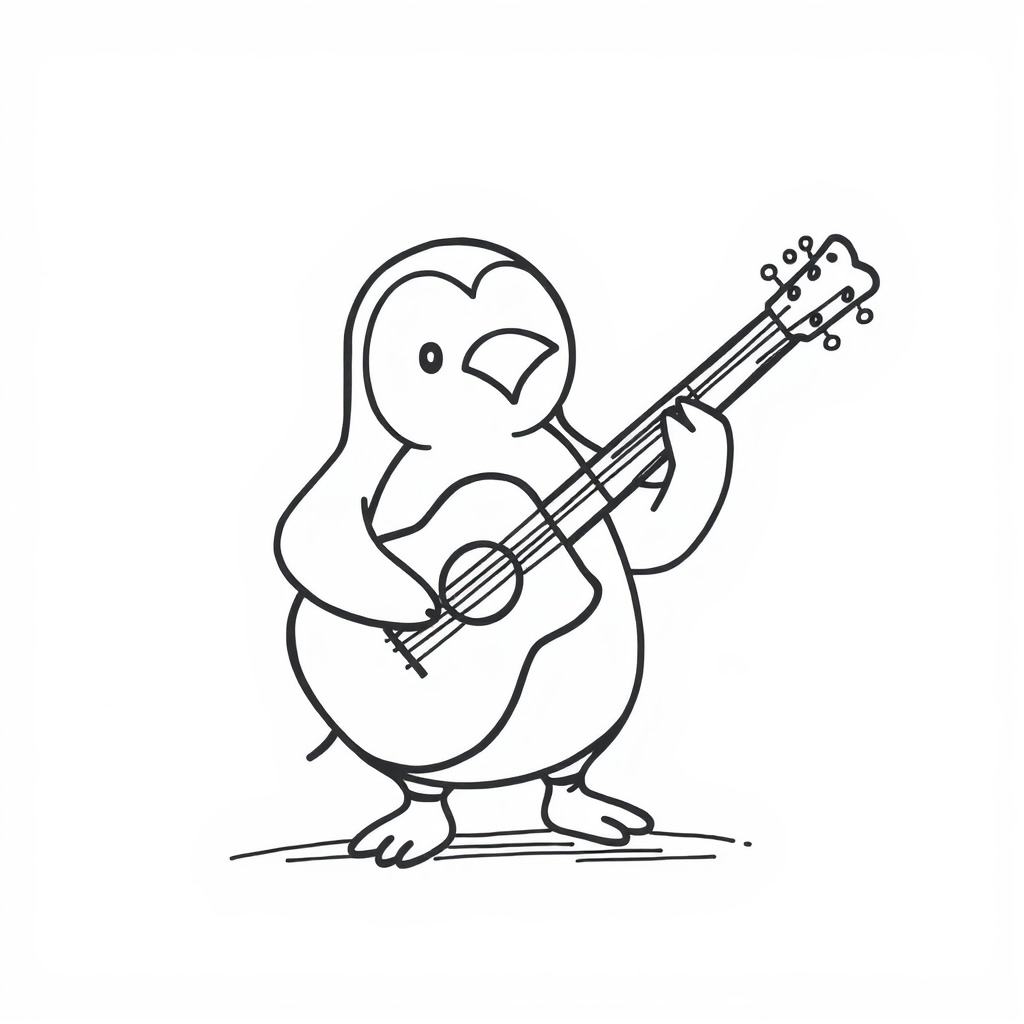 Penguin playing guitar