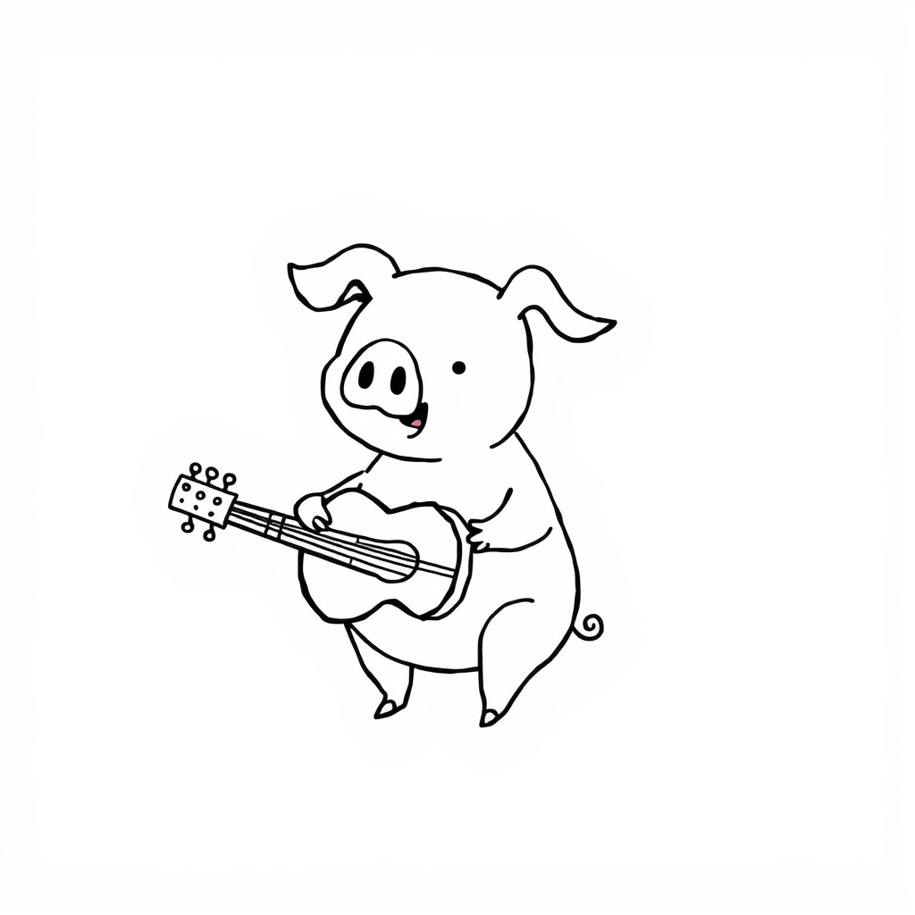 Pig playing guitar