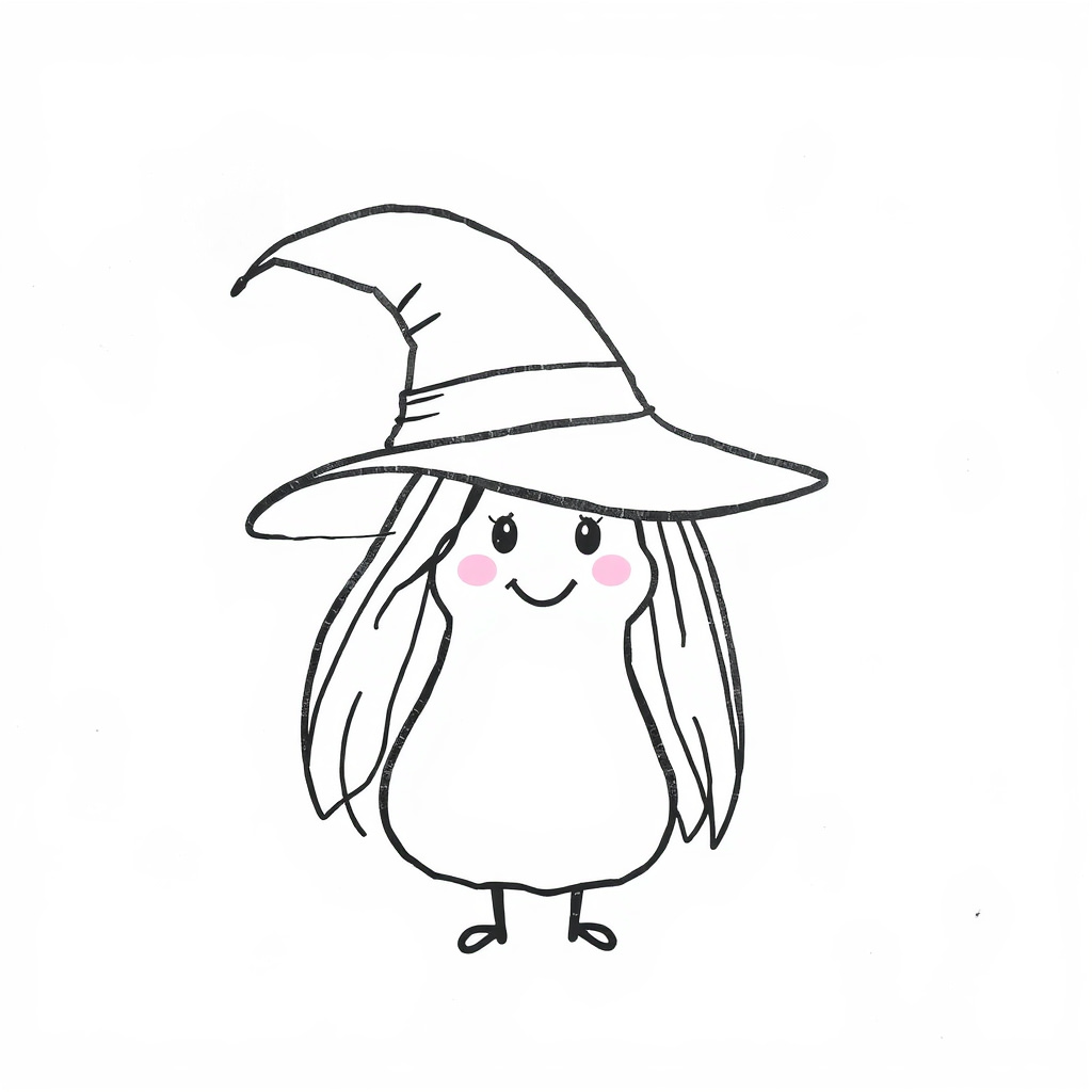 Witch with pointed hat