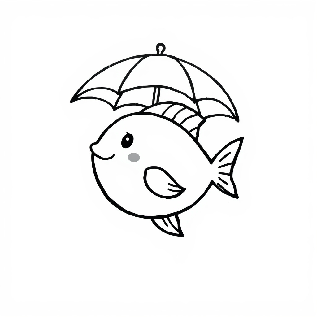 Fish holding an umbrella