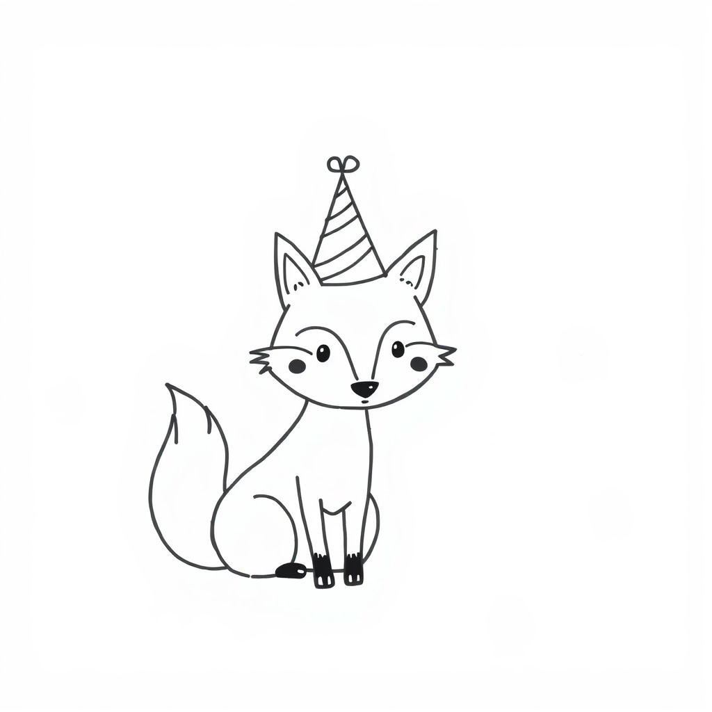 Fox in a party hat