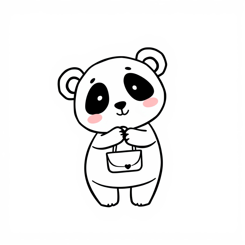 Panda holding a purse