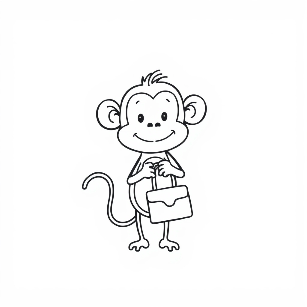 Monkey holding a handbag