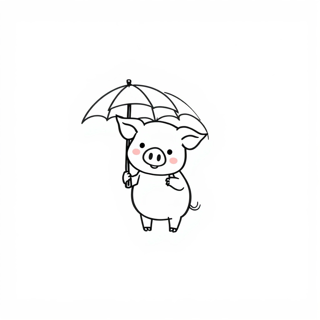 Pig holding an umbrella