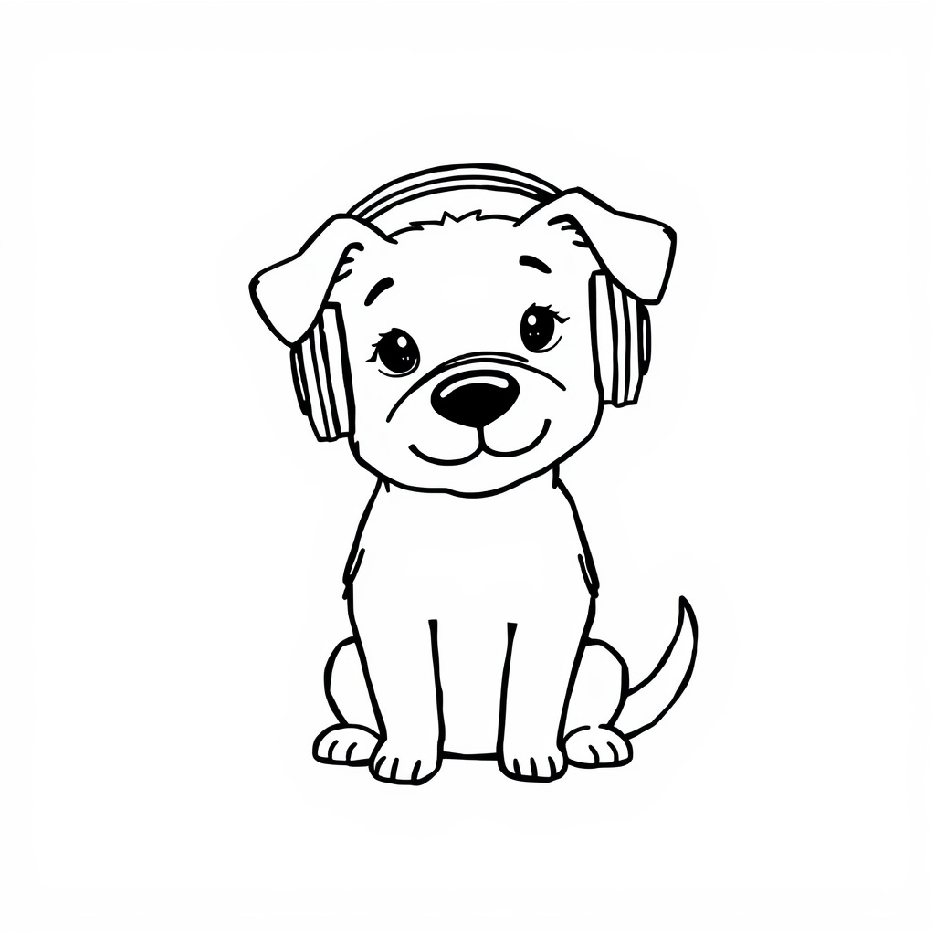 Dog sporting headphones