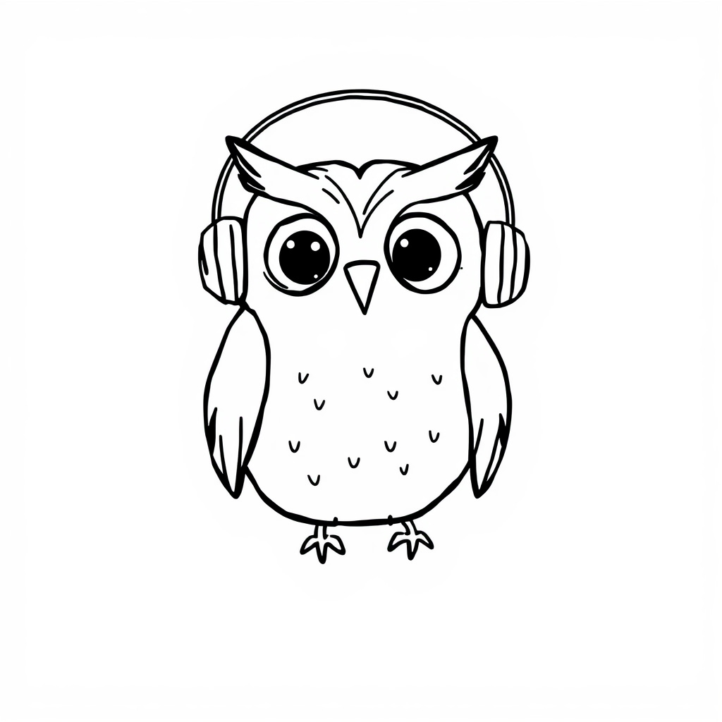 Owl with headphones