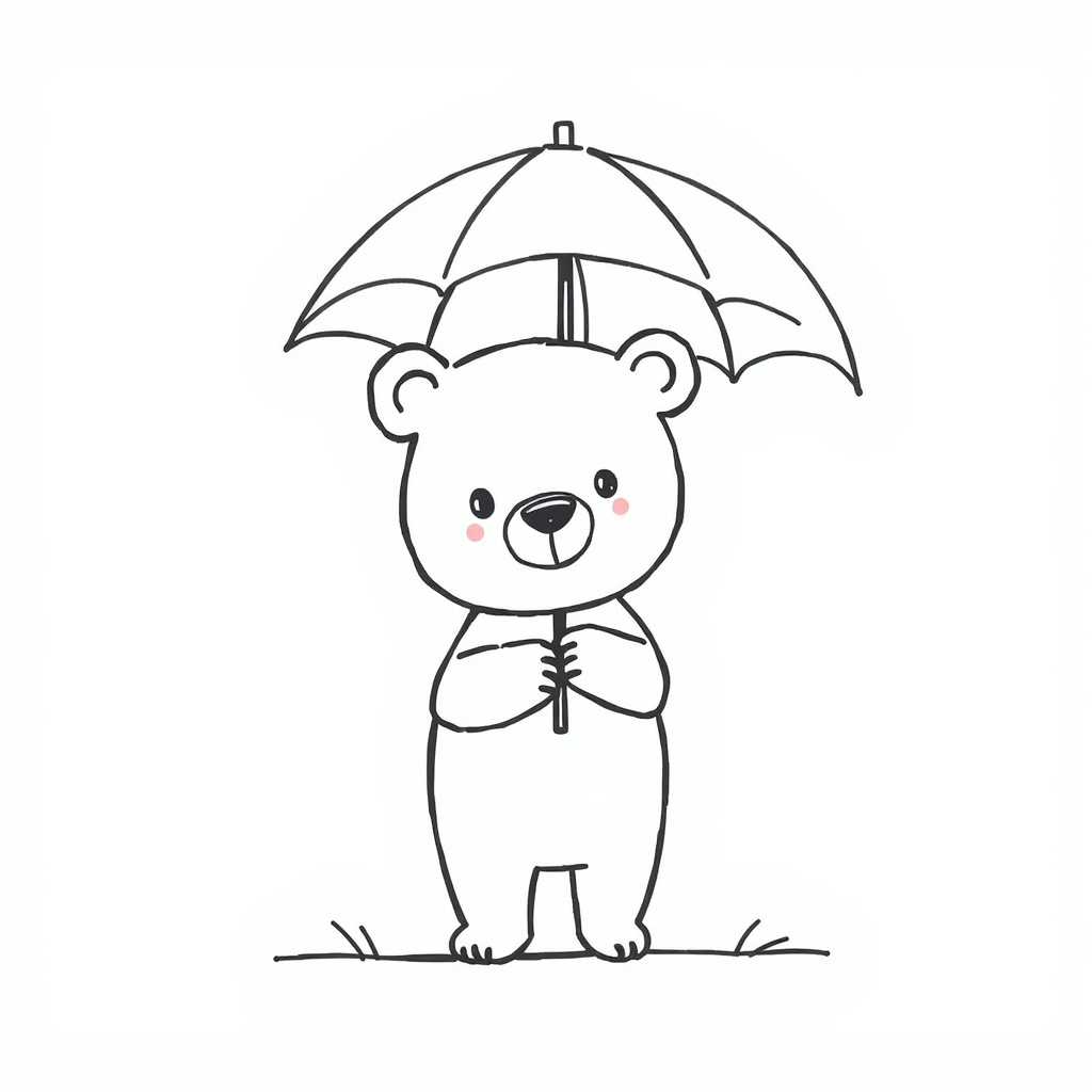 Bear holding an umbrella