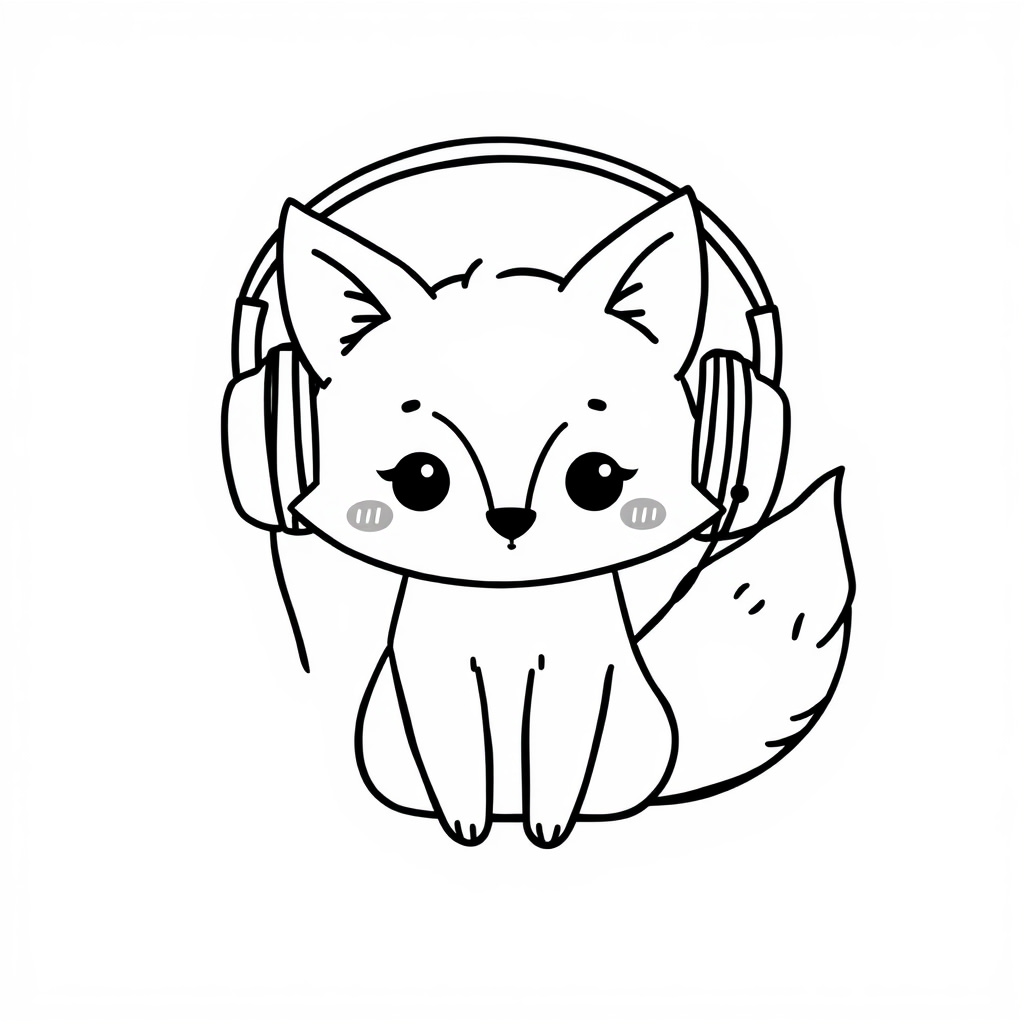 Fox in headphones