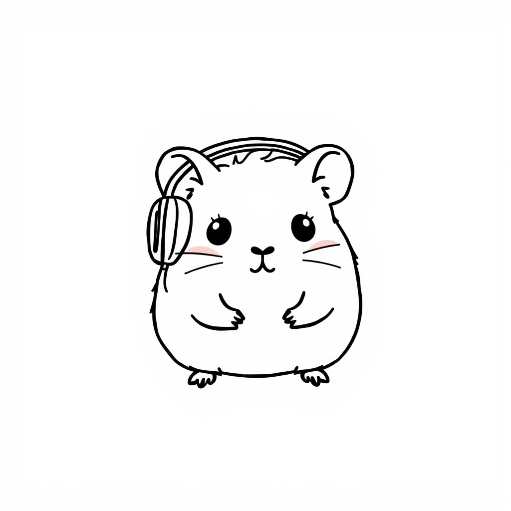 Hamster with headphones