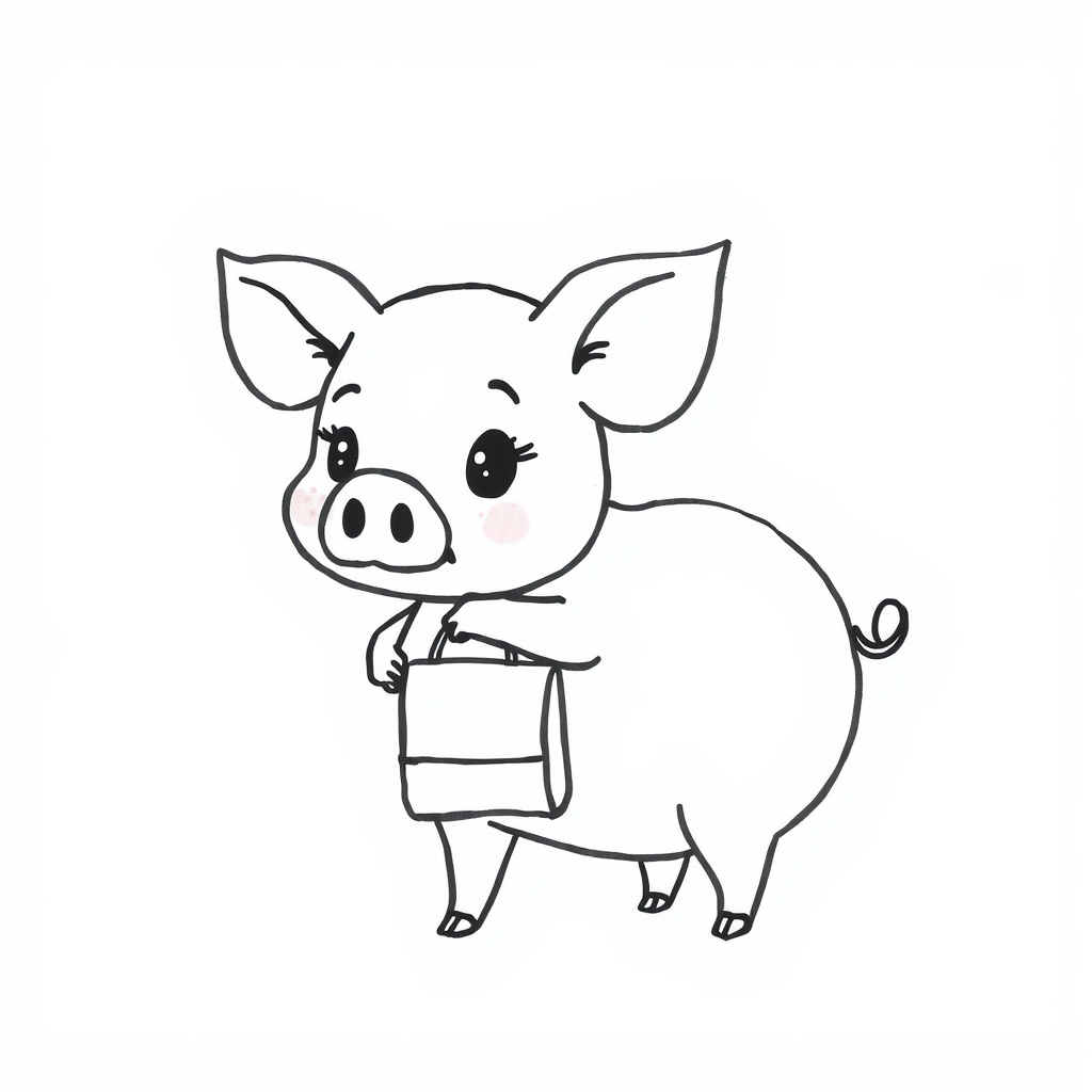 Pig carrying a handbag