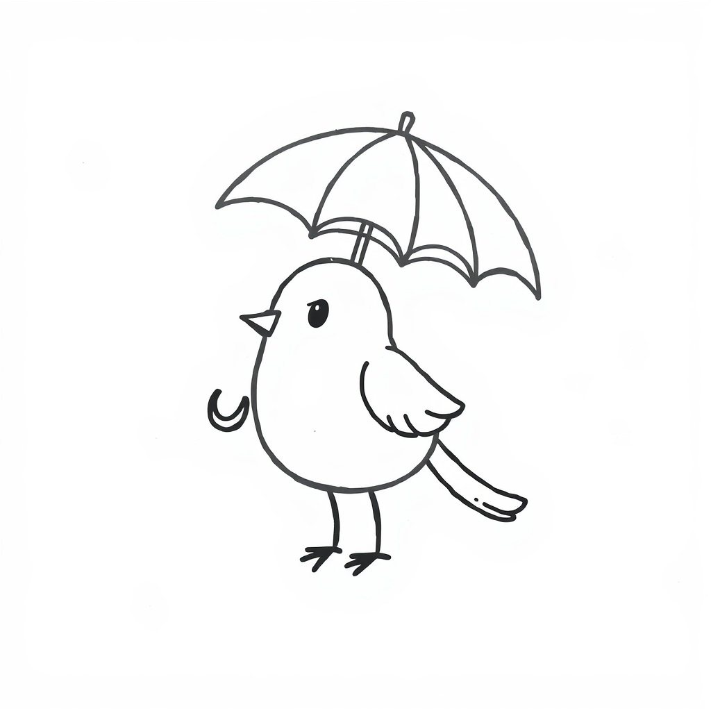 Bird with an umbrella