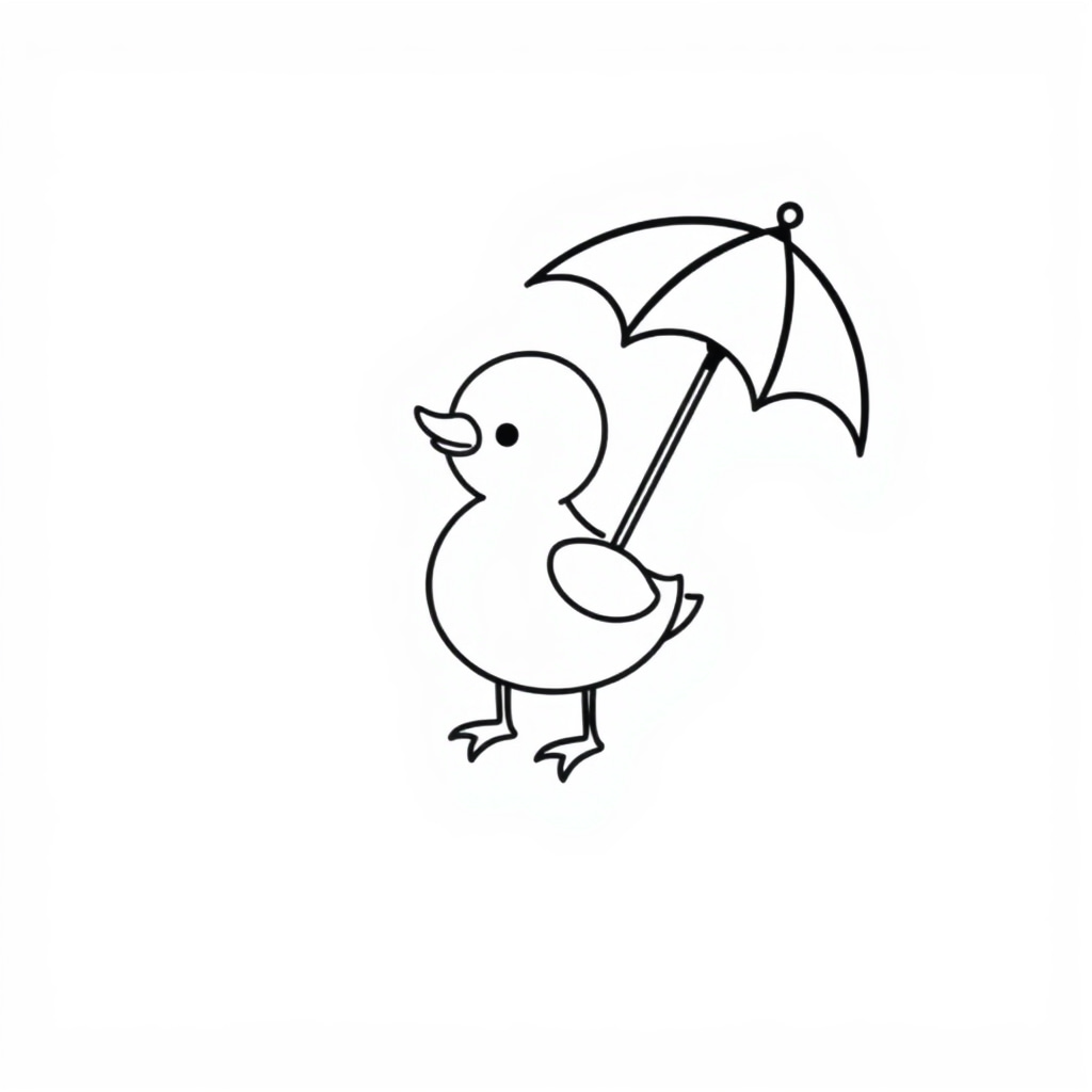 Duck holding an umbrella