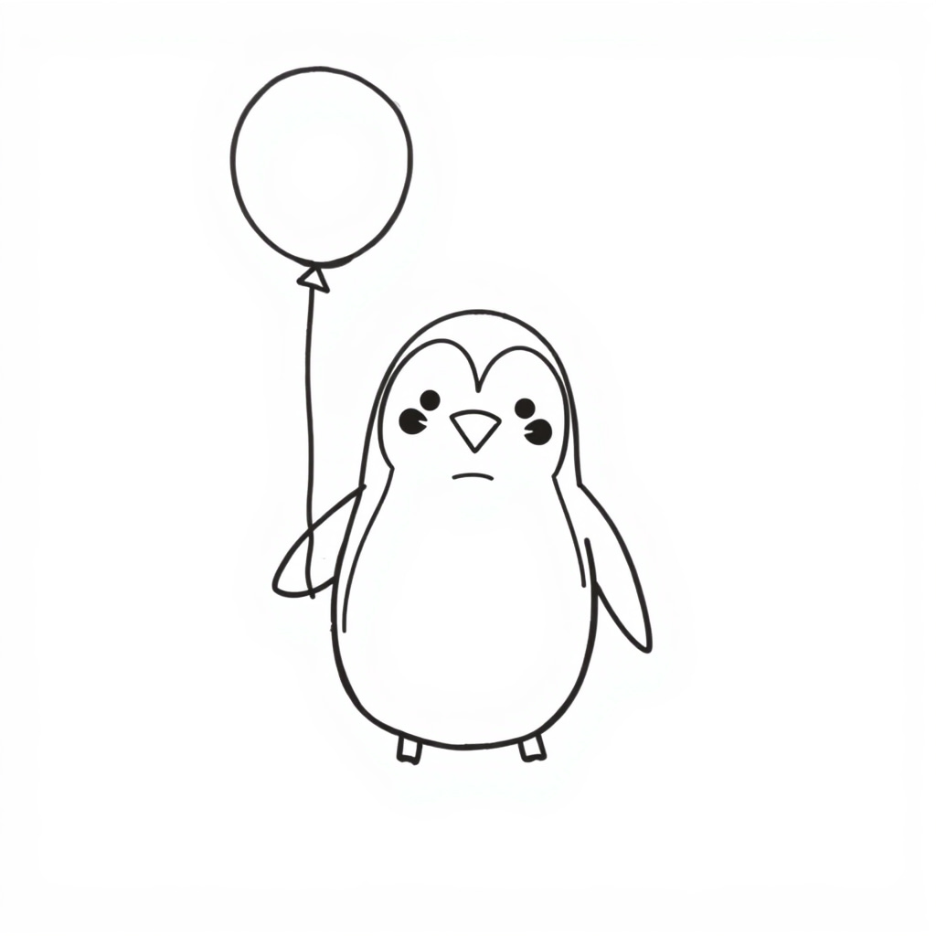 Penguin holding a balloon