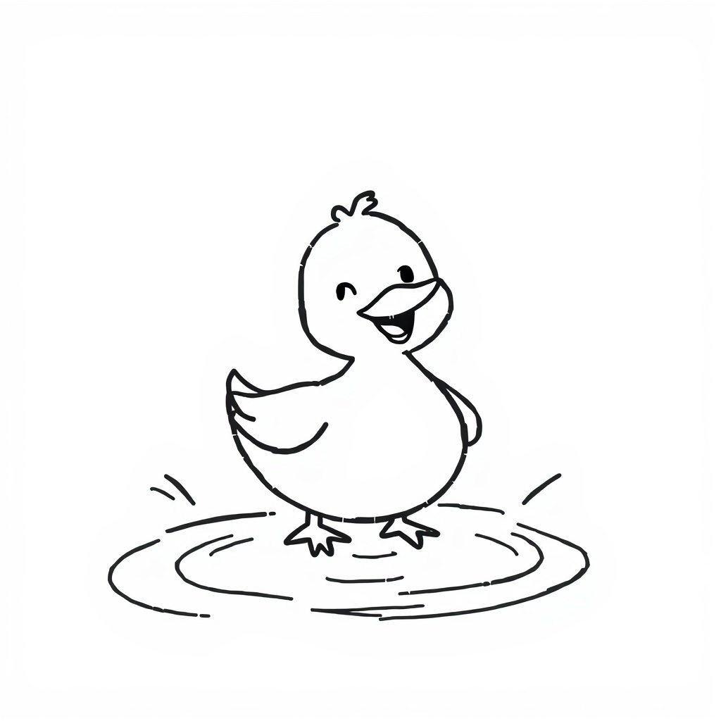 Joyful Duck Splashing Pond