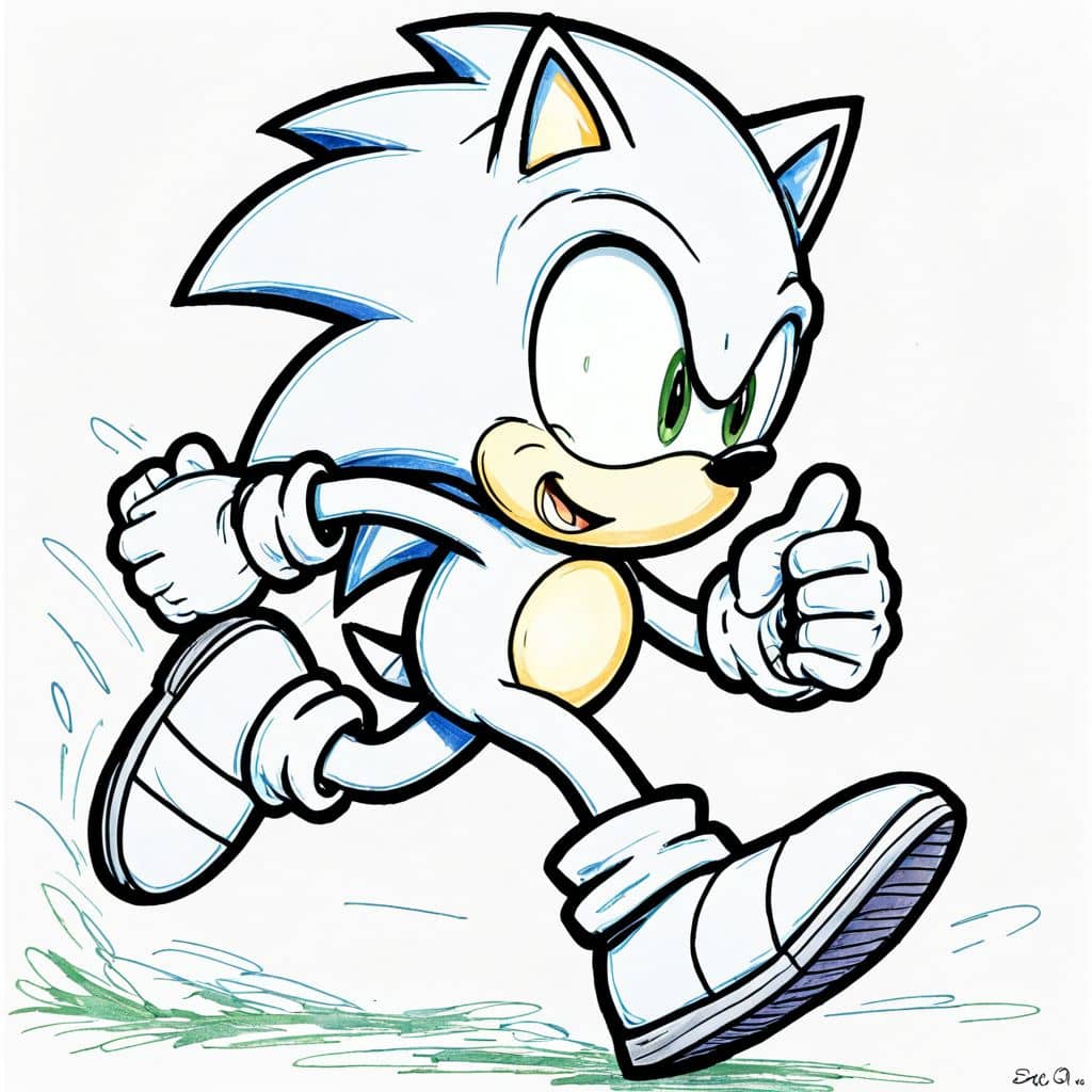 Colored Sonic running with a ring
