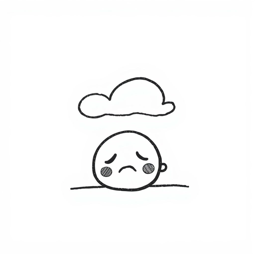 Sad Doodle under a cloud