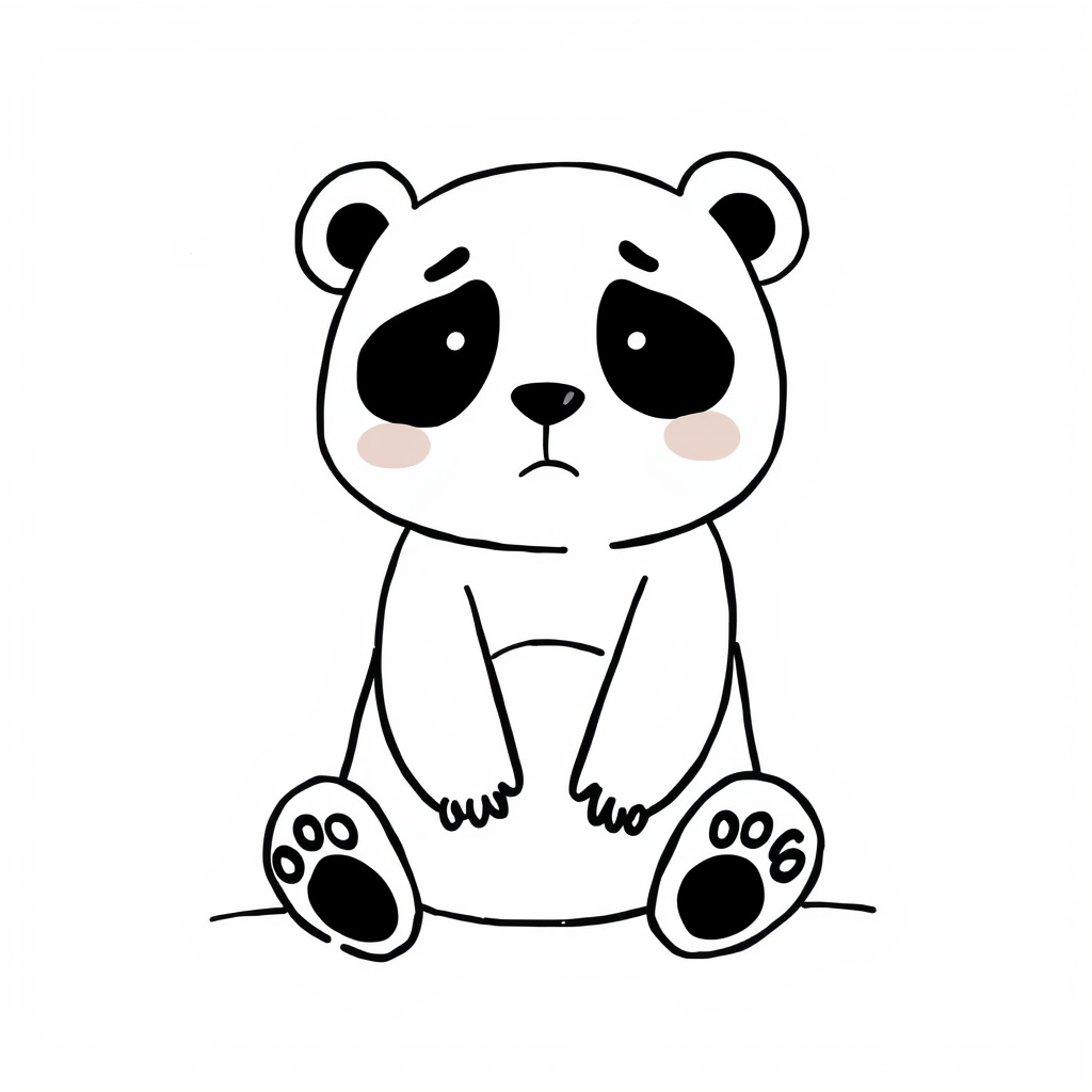 Sad Panda Sitting Alone