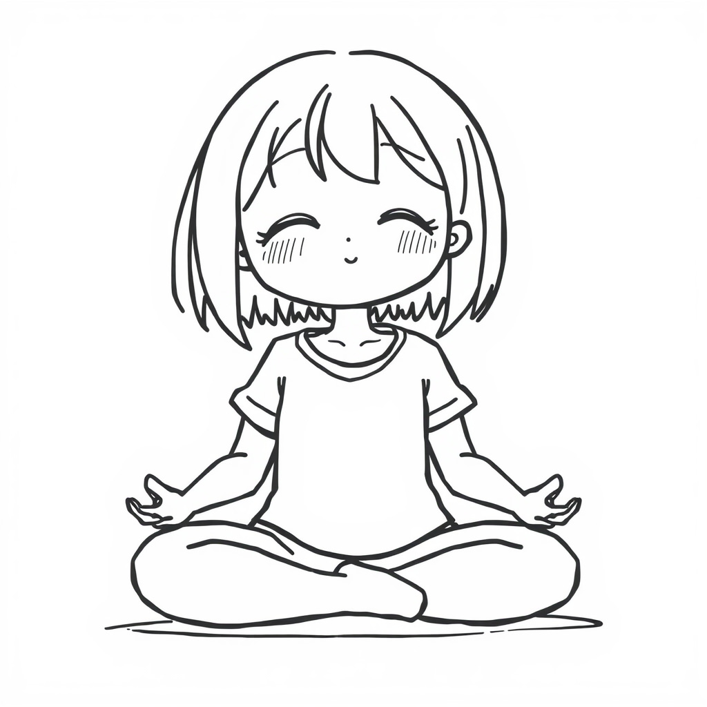 Relaxed Anime Girl Meditating