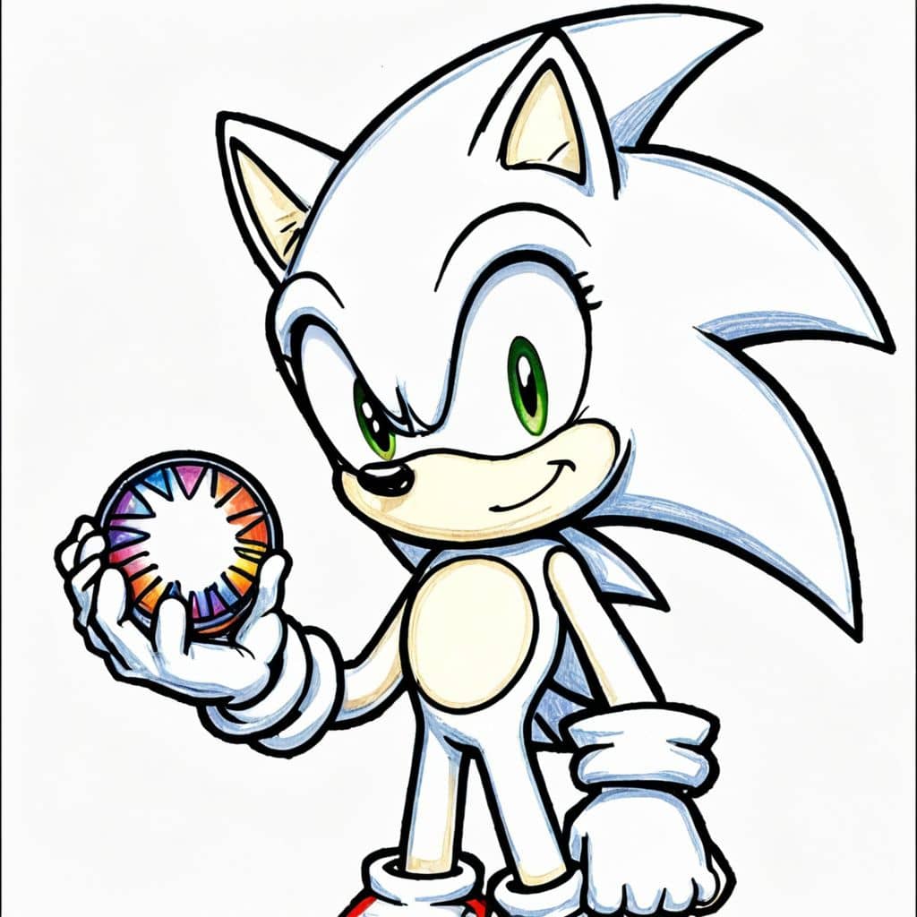 Colored Sonic holding a chaos emerald