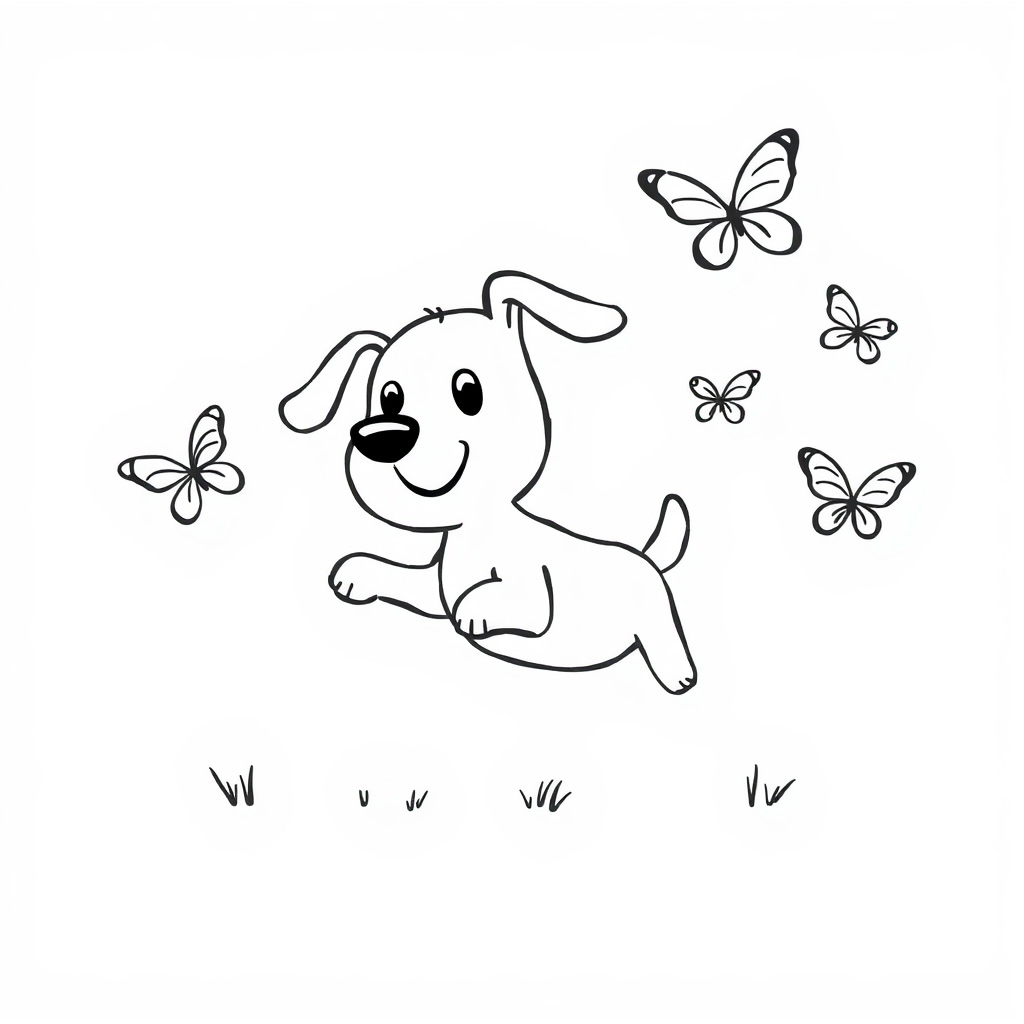 Dog chasing butterflies