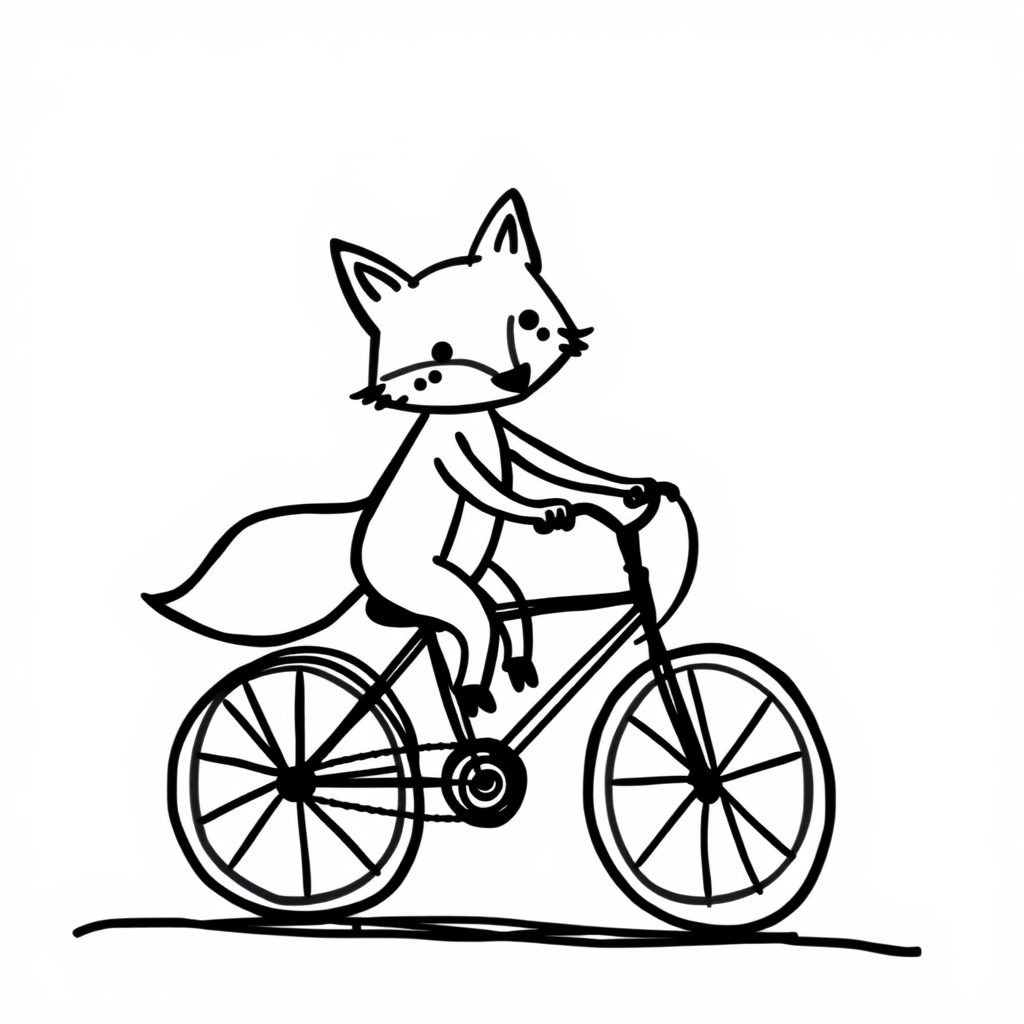 Fox riding bicycle