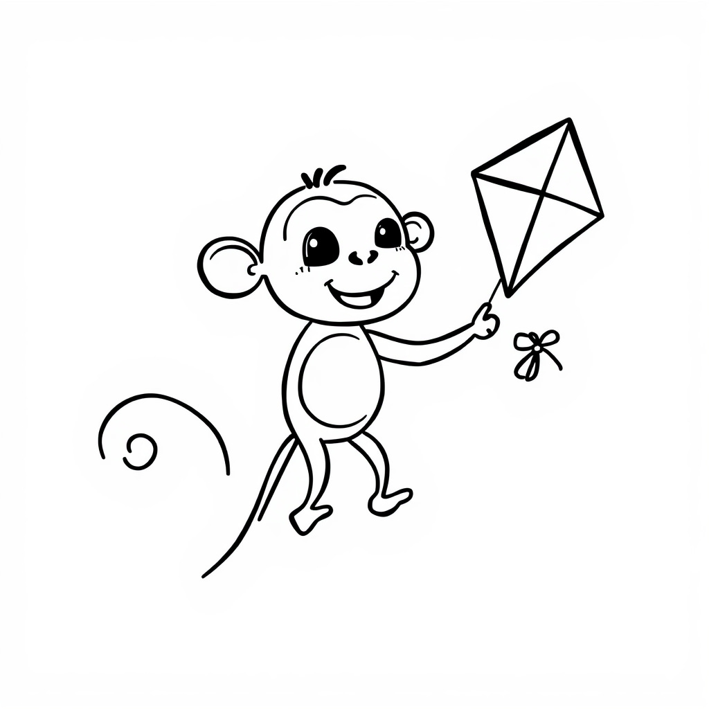 Monkey flying kite