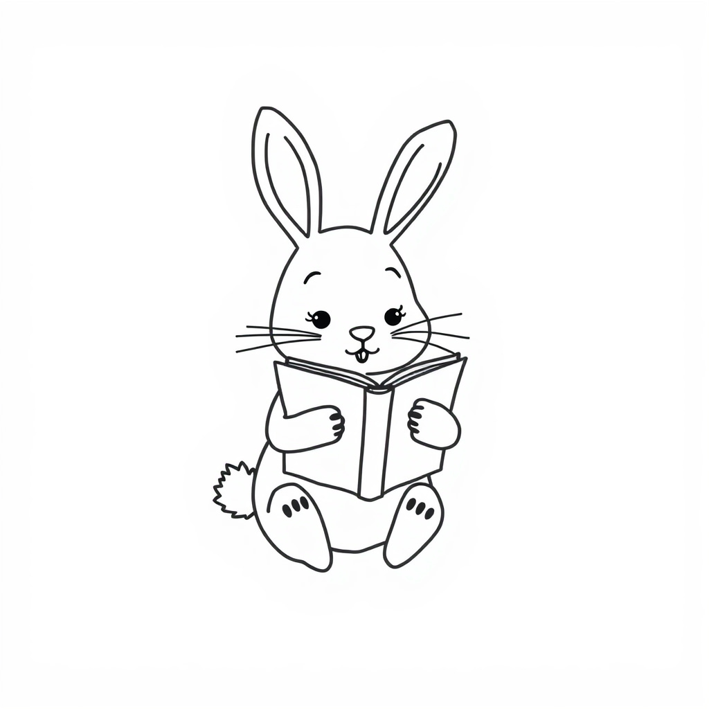 Bunny reading a book