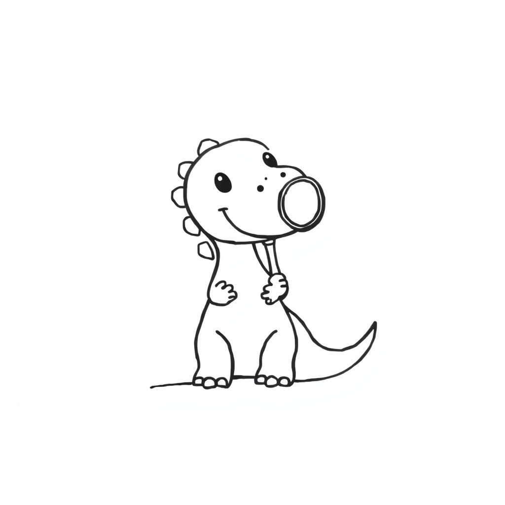 Curious Dinosaur with Magnifying Glass