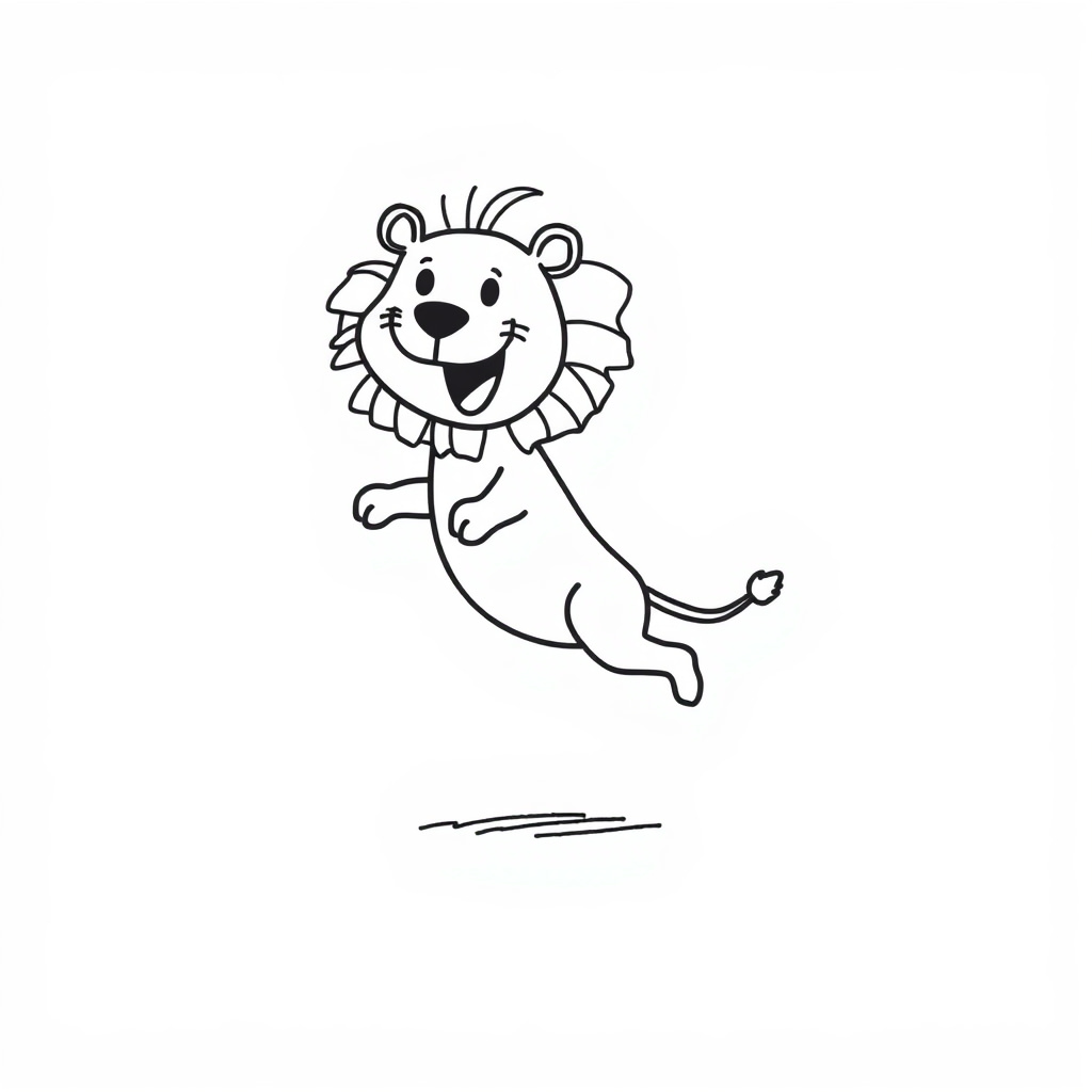 Excited Lion Jumping