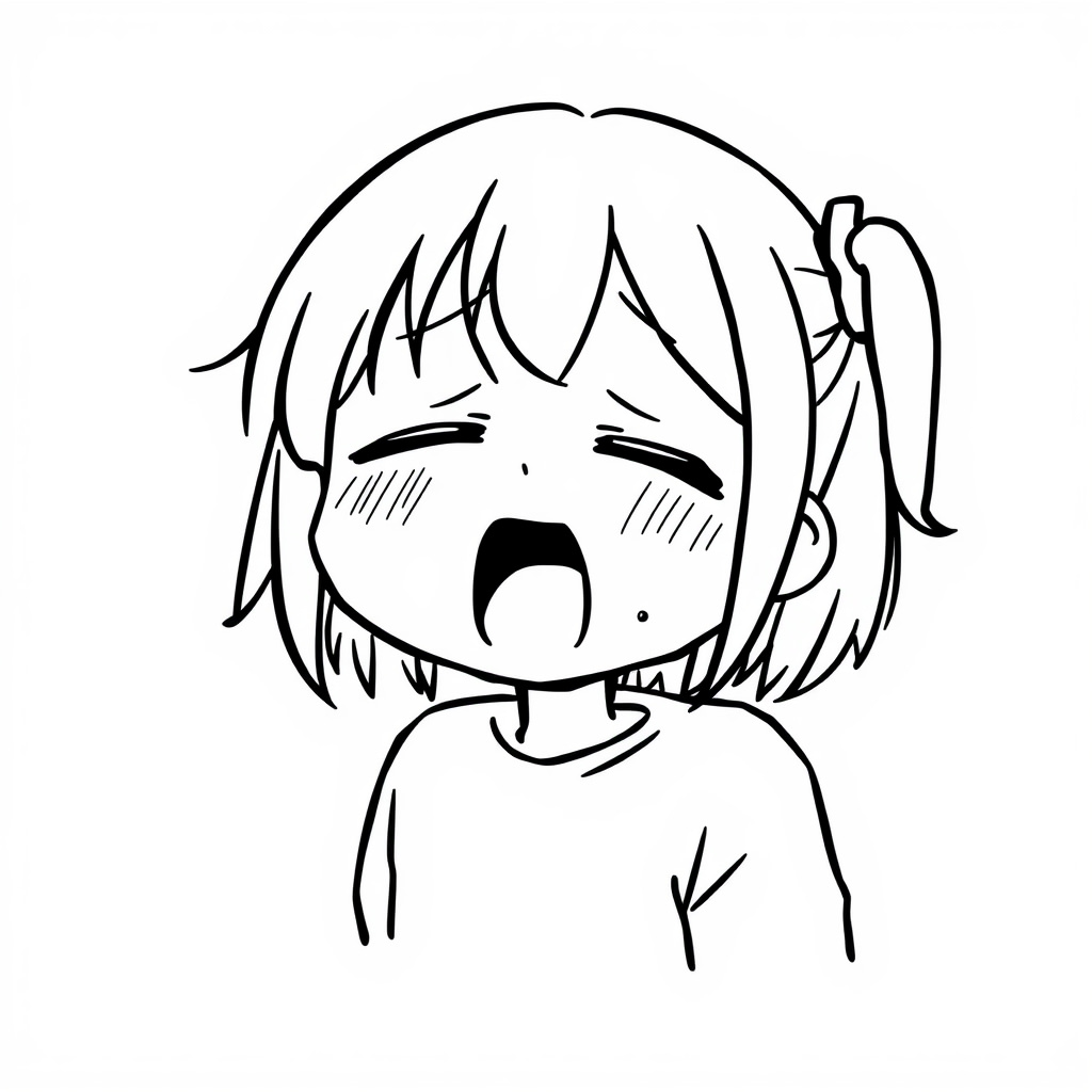 Tired Anime Girl Yawning