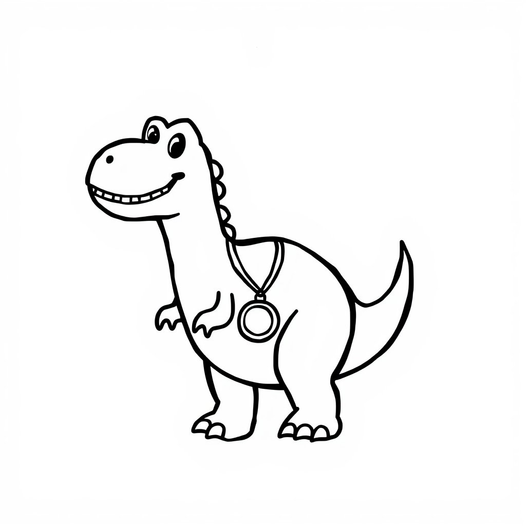 Proud Dinosaur Wearing Medal