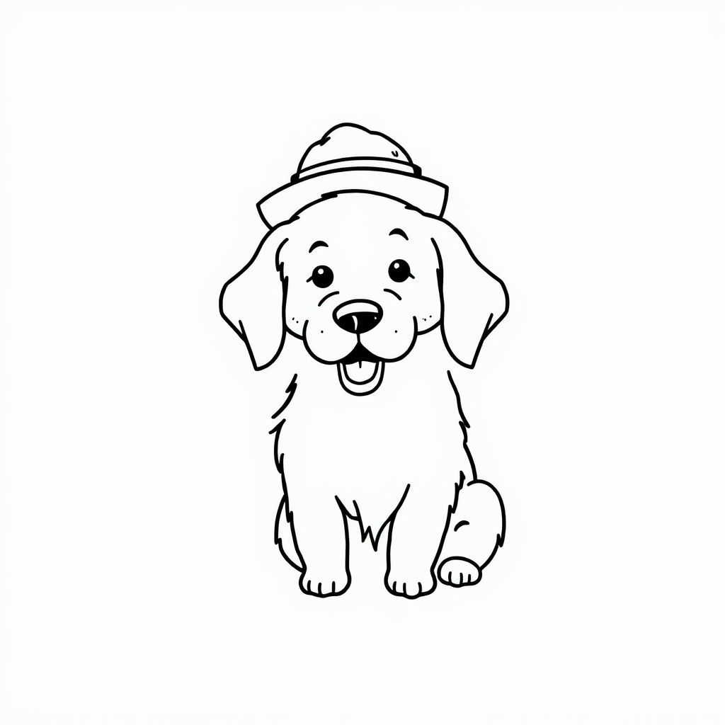 Golden Retriever wearing a hat