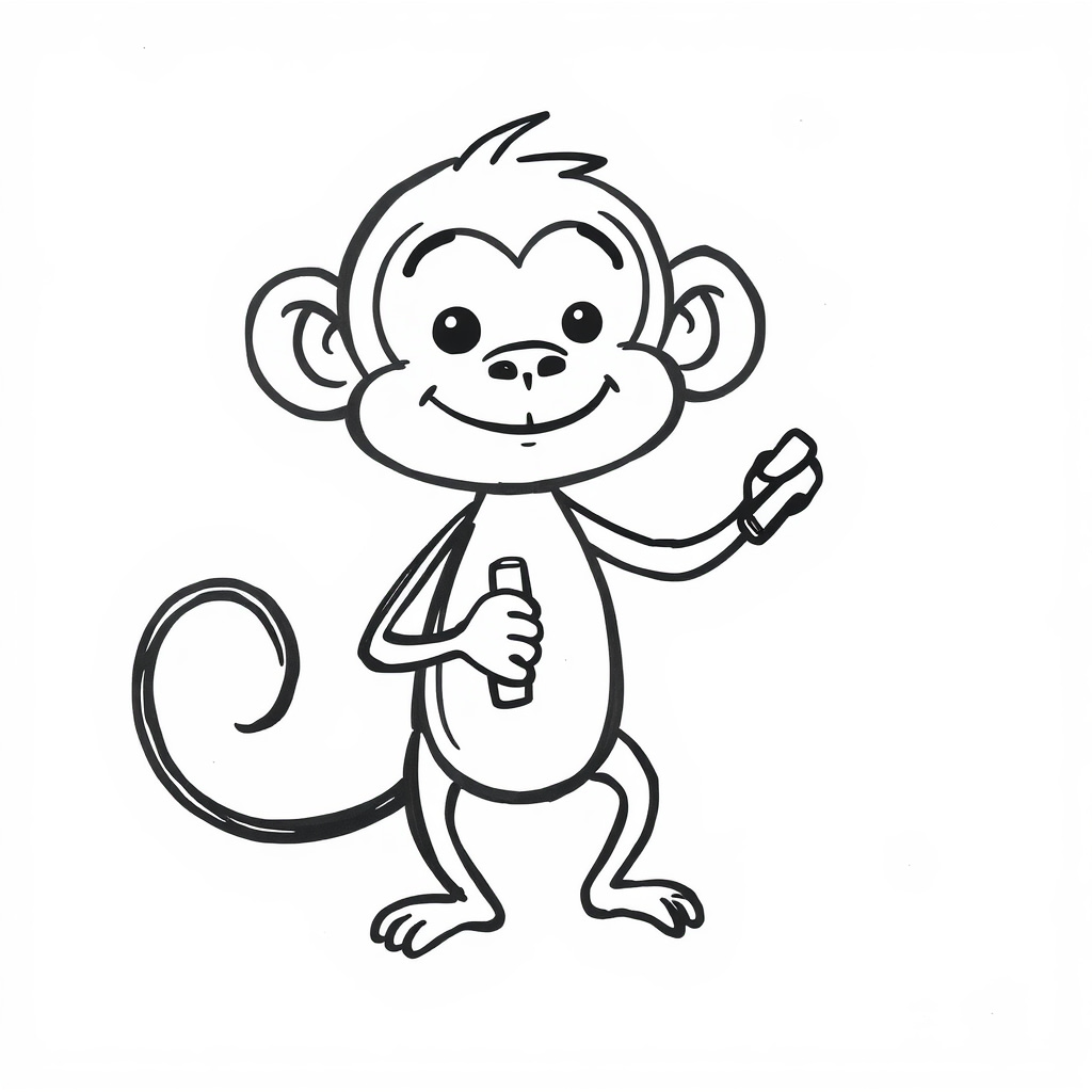 Teacher Monkey with Chalk