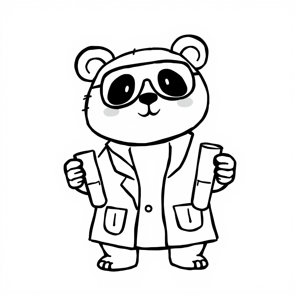 Panda Scientist with Test Tubes