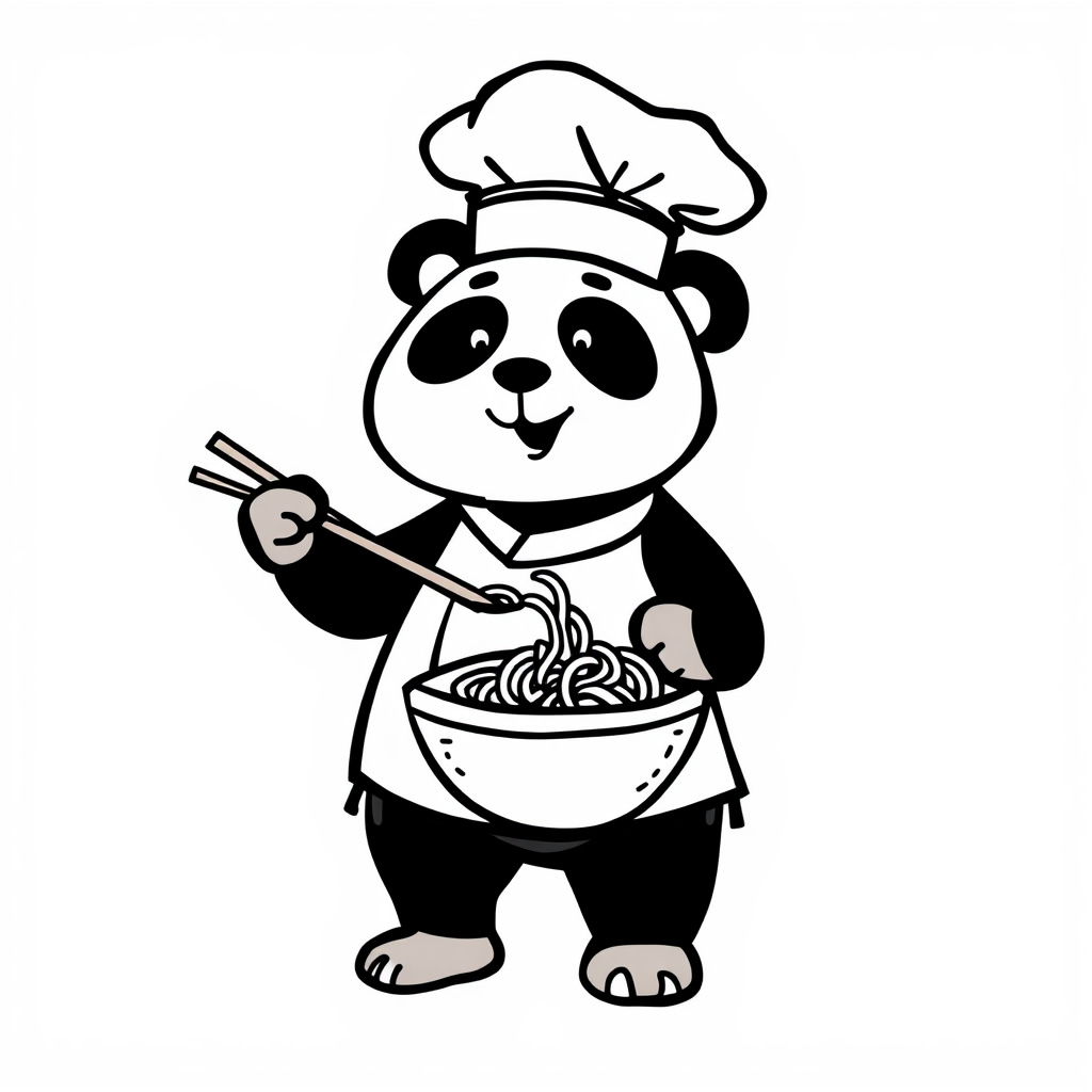 Panda Chef Cooking Noodles