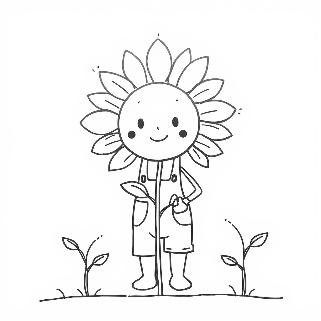 Farmer Sunflower grows crops