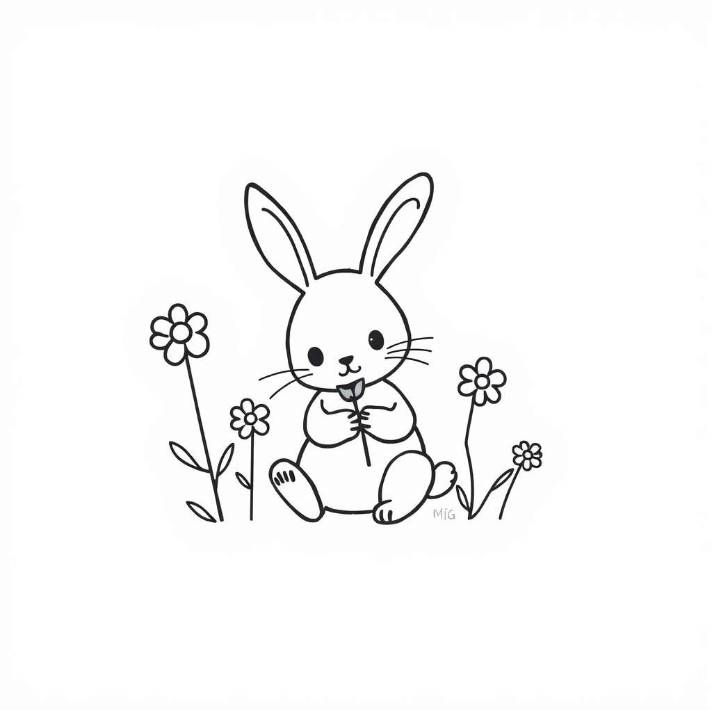 Bunny picking flowers