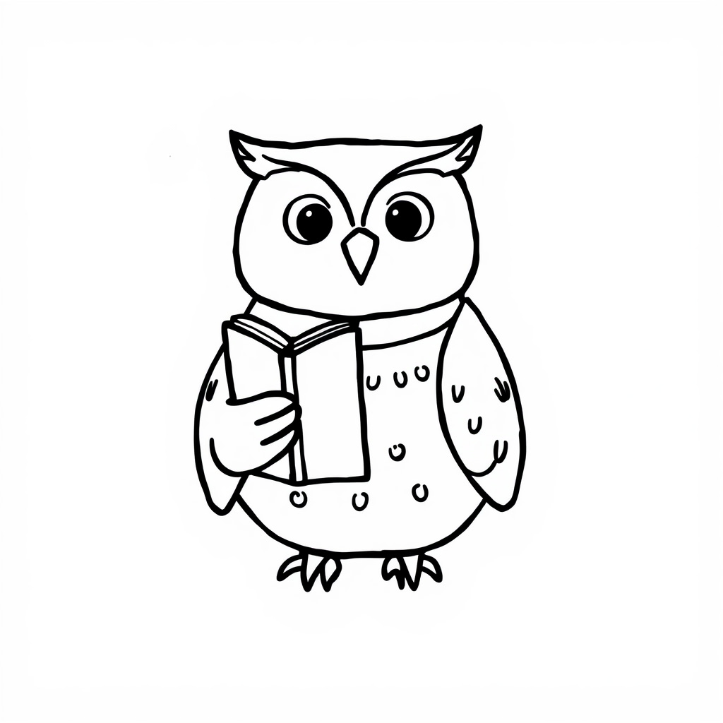 Owl teacher holding a book