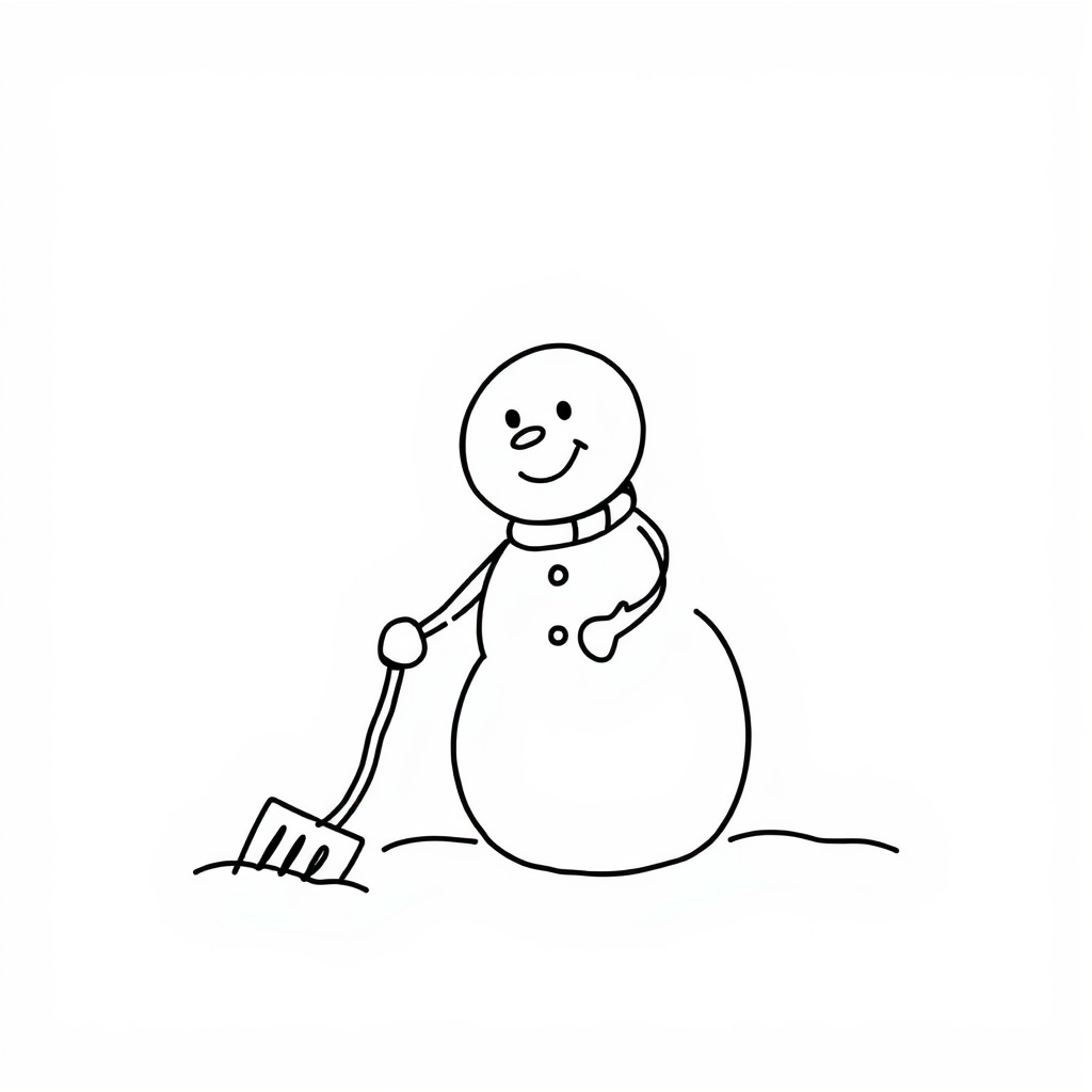 Snowman shoveling snow