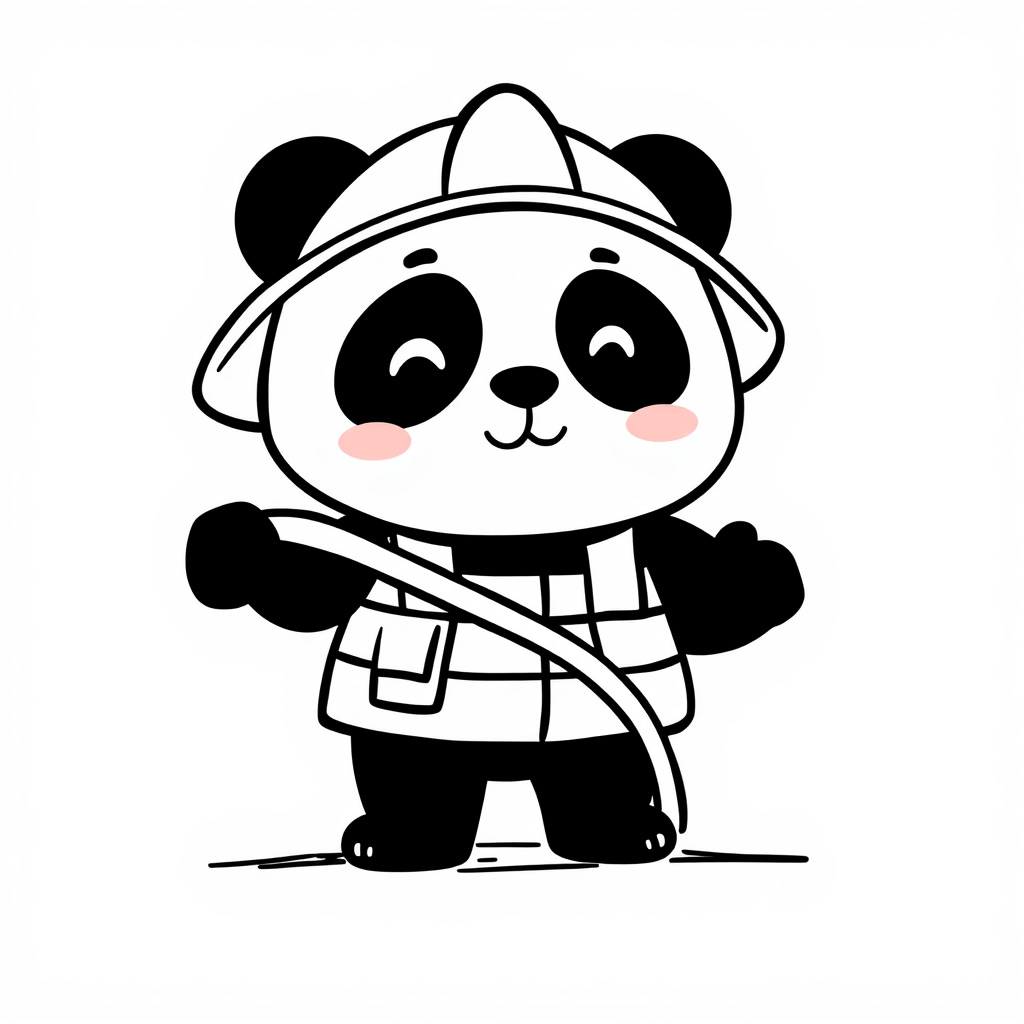 Panda Firefighter Holding Hose