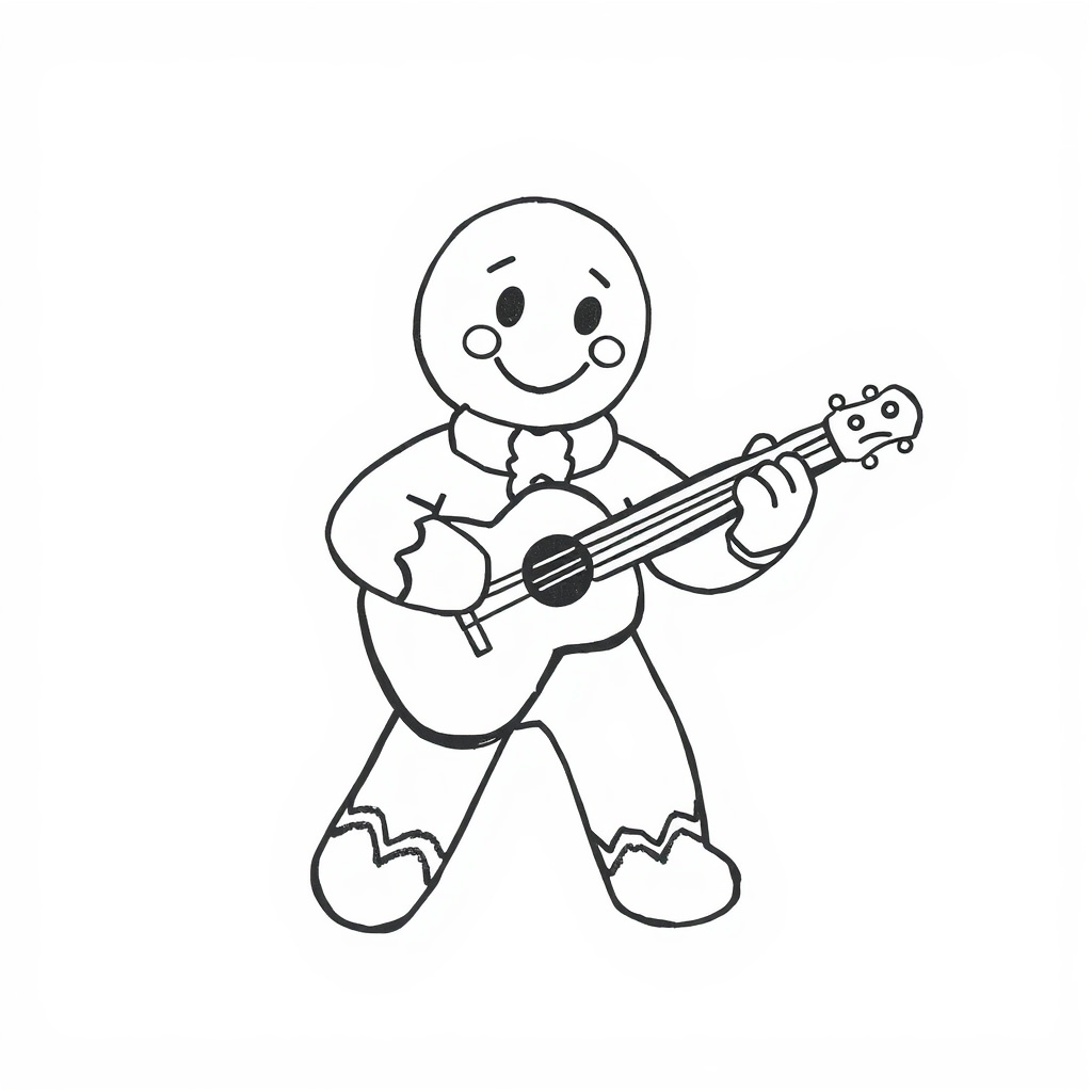 Gingerbread man playing guitar