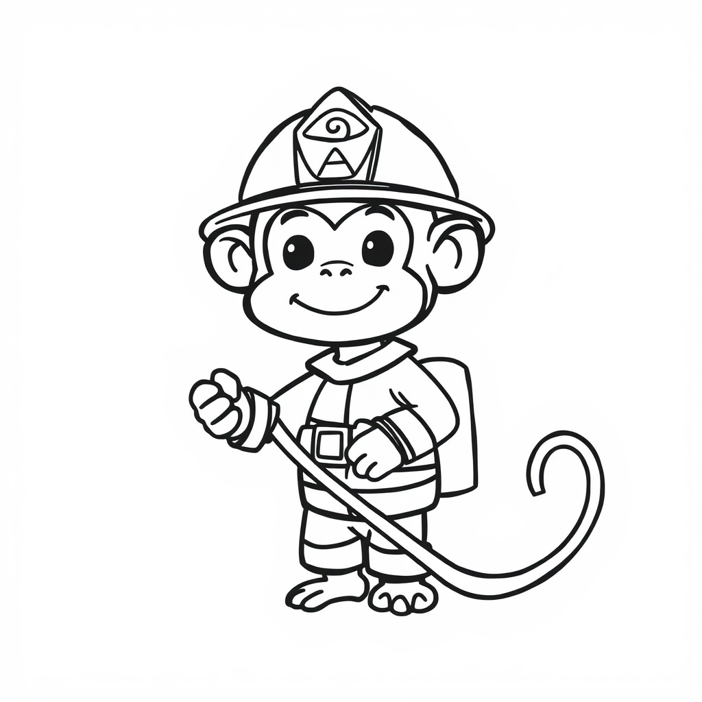 Firefighter Monkey with Hose