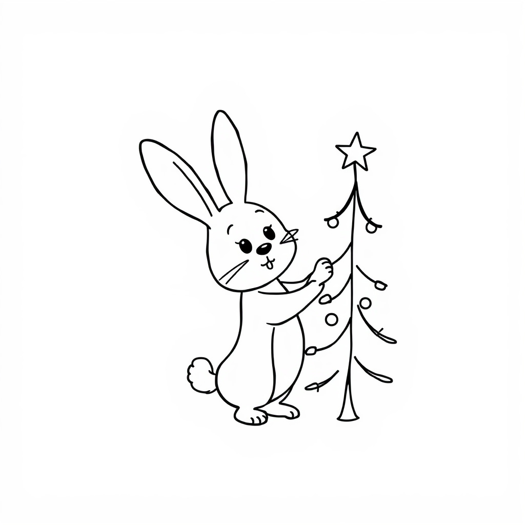 Bunny decorating tree.