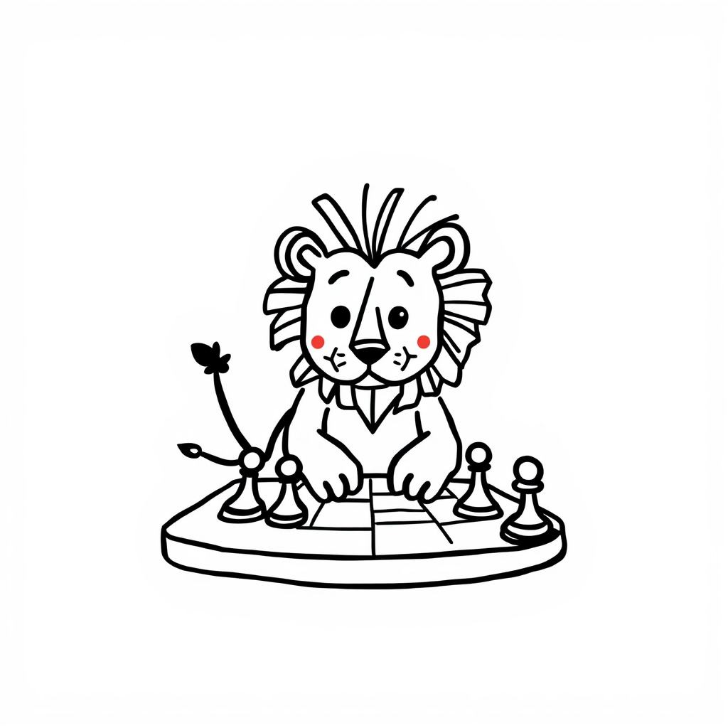 Lion playing chess