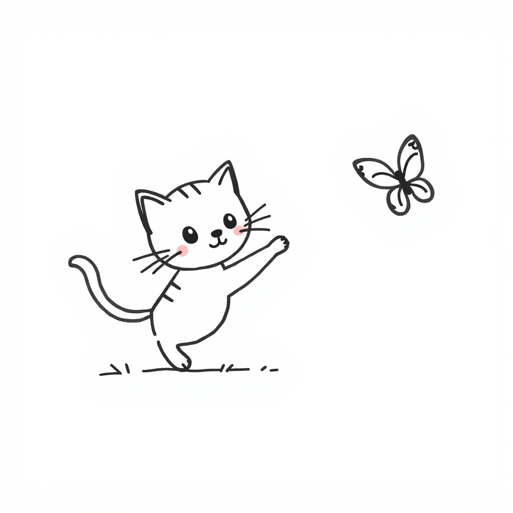 Cat chasing butterfly