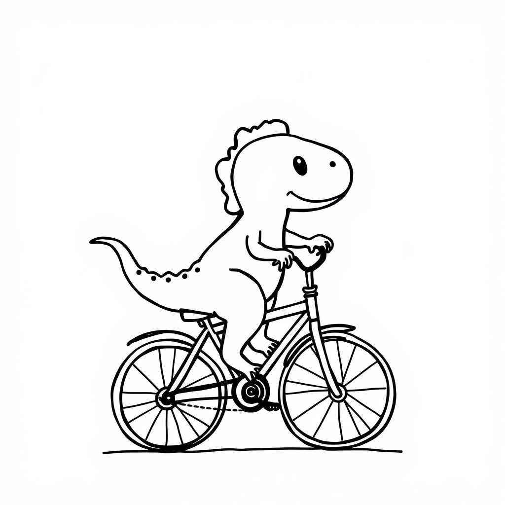 Dinosaur riding bicycle