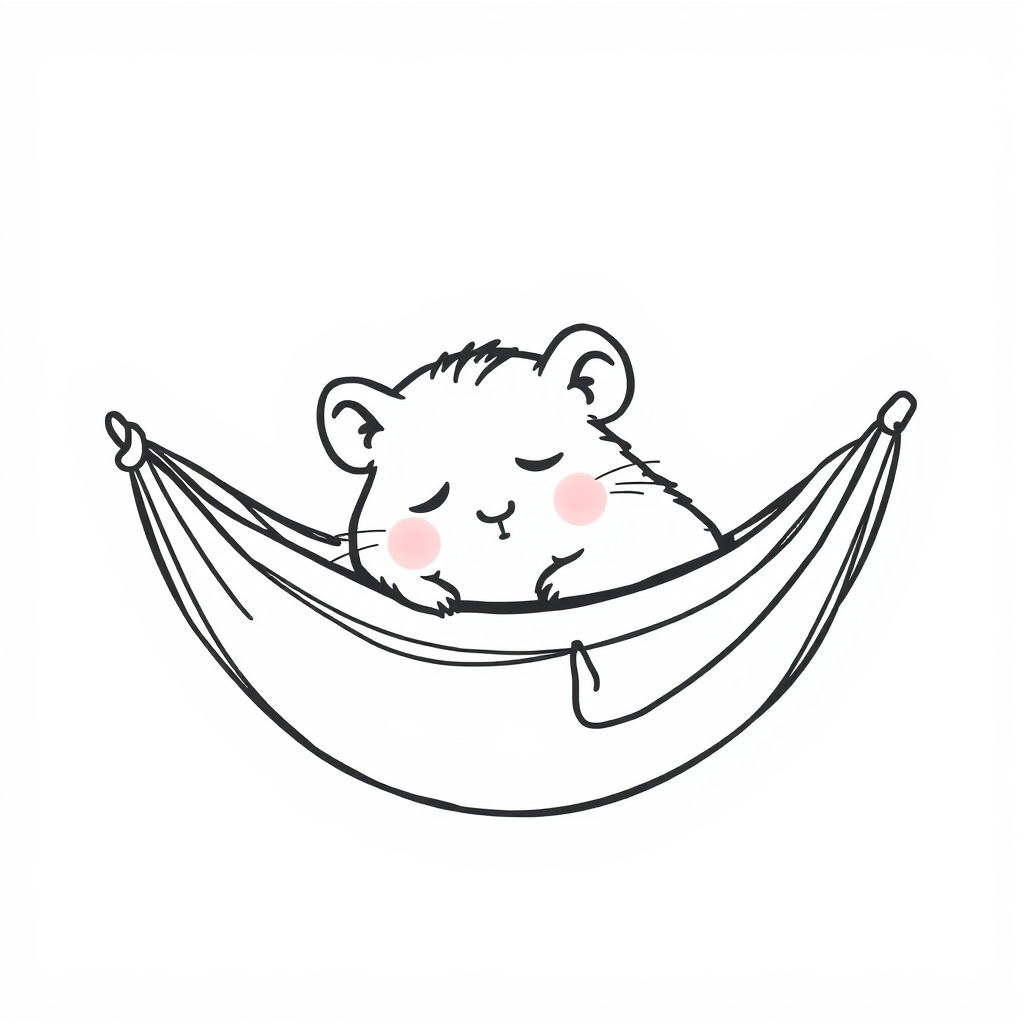 Hamster napping in hammock