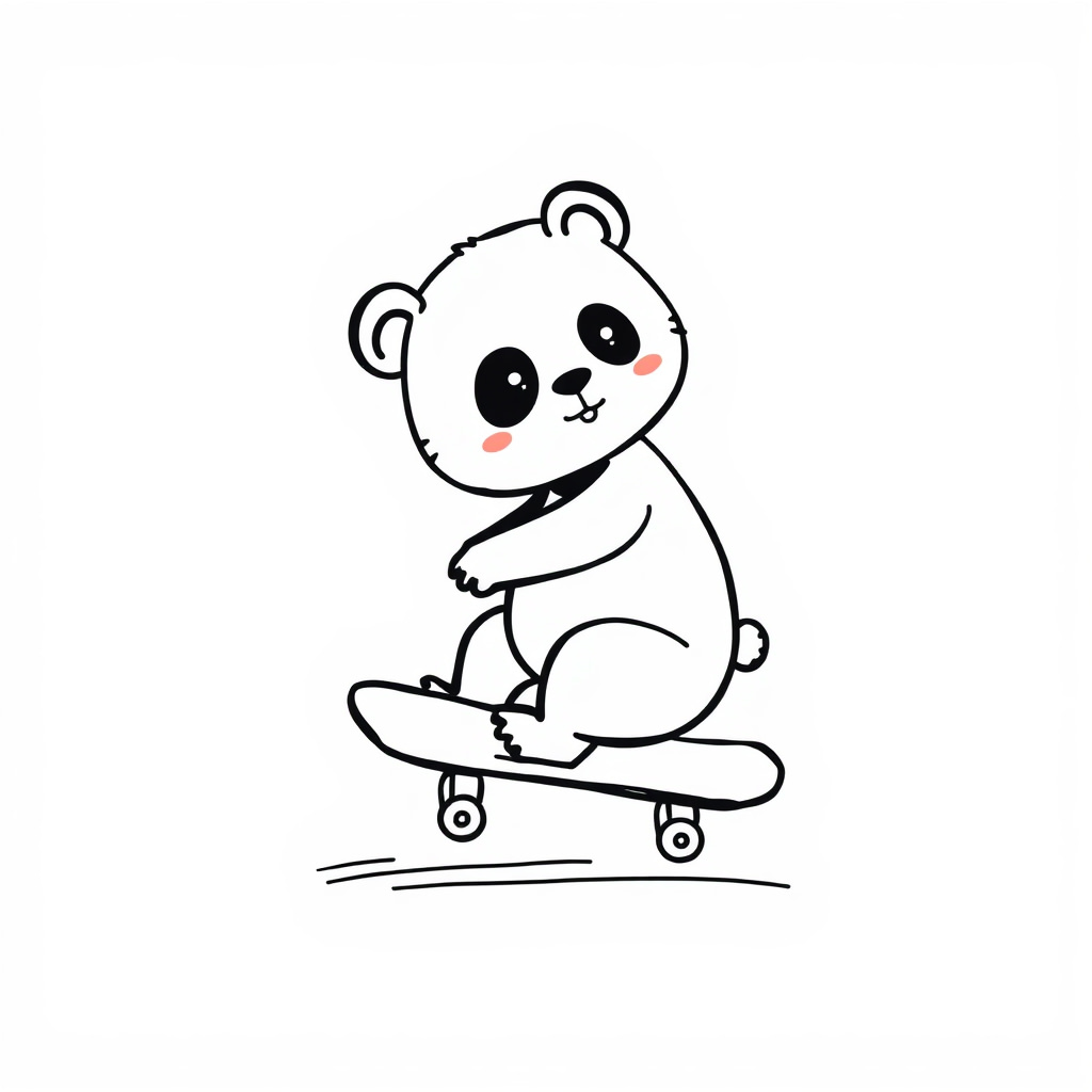 Panda riding skateboard